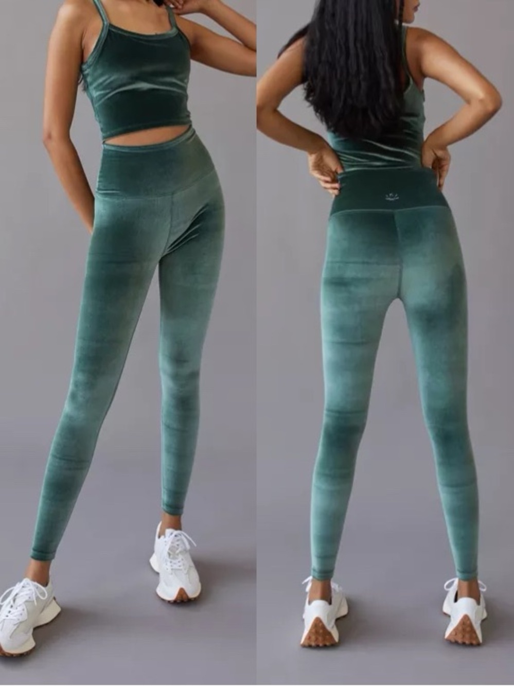 Beyond Yoga High-Waisted Midi Legging green velour pants size medium workout